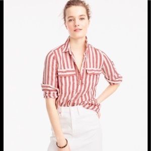 J.Crew Linen Button Down Striped Shirt